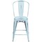 Emma and Oliver Commercial Grade 4 Pack 24" High Distressed Metal Indoor-Outdoor Counter Height Stool with Back